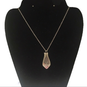 Handmade stamped silver pewter spoon mermaid charm stainless‎ steel necklace